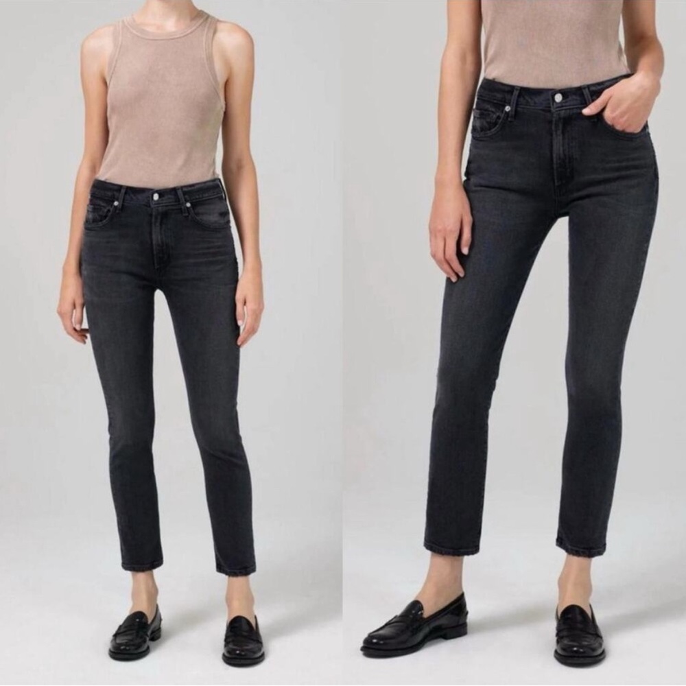 NWT Citizens of Humanity Ella Mid-Rise Slim Crop Jeans in Film Noir sz 24